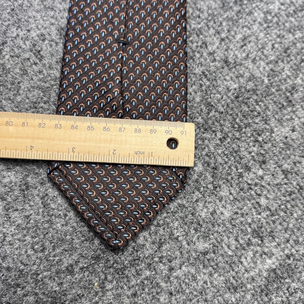 Jos. A. Bank Silk Necktie Mens OS Brown Blue Geometric Signature Collection Tie